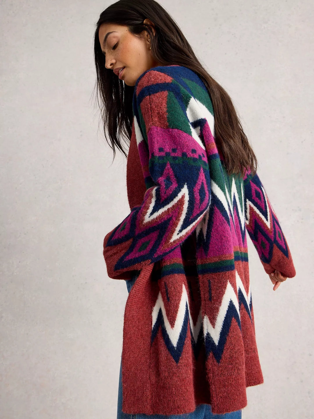 PLUM MULTI ALICE ABSTRACT CARDIGAN