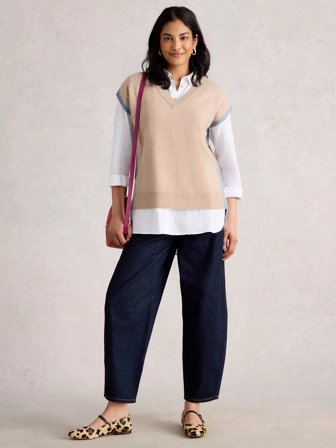 LIGHT NATURAL CASHMERE V NECK TANK TOP
