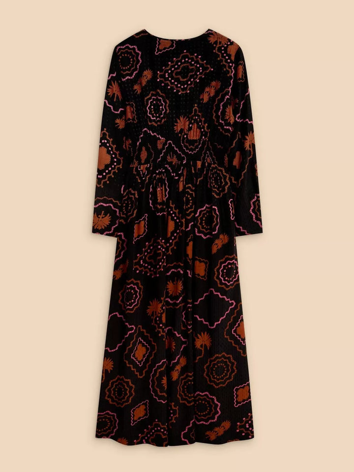 BLACK PRINT EDIE ECO VERO MAXI DRESS