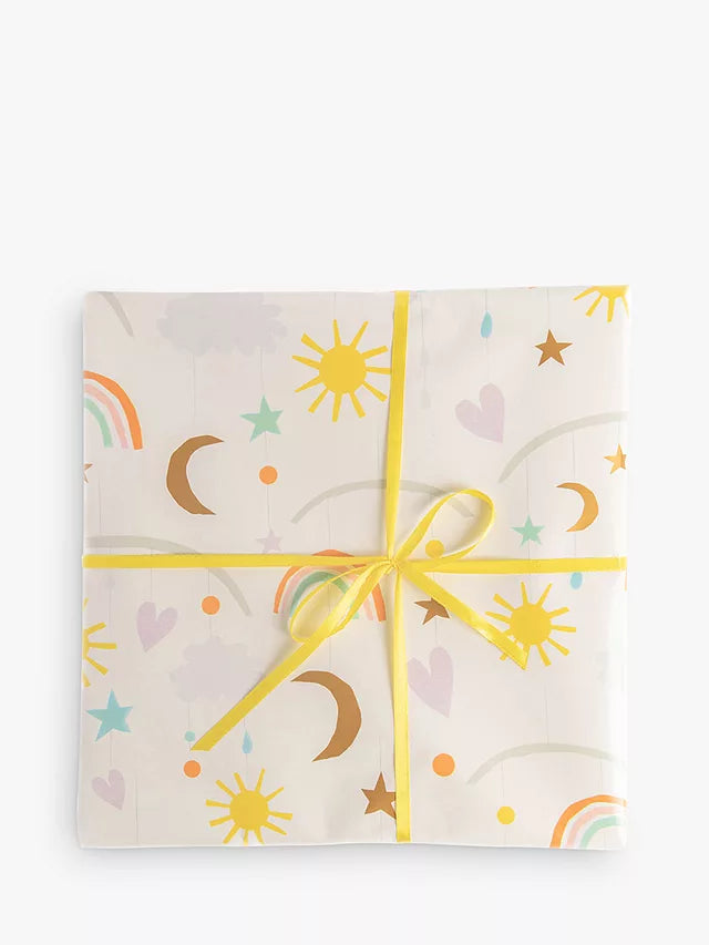 RAINBOW & STARS NEW BABY WRAPPING PAPER