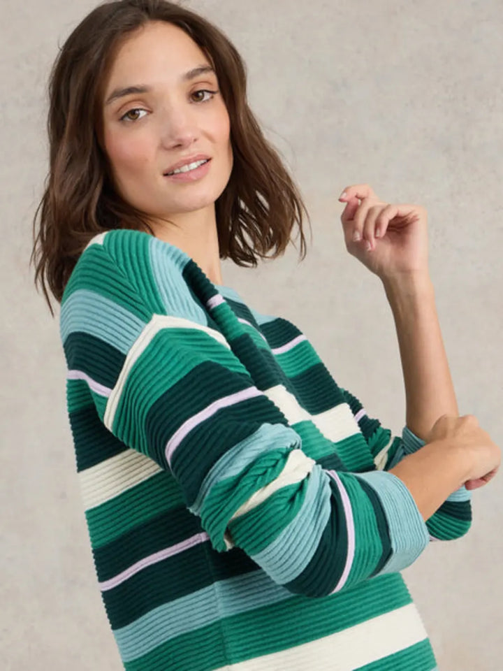 GREEN MULTI JANA STRIPE JUMPER