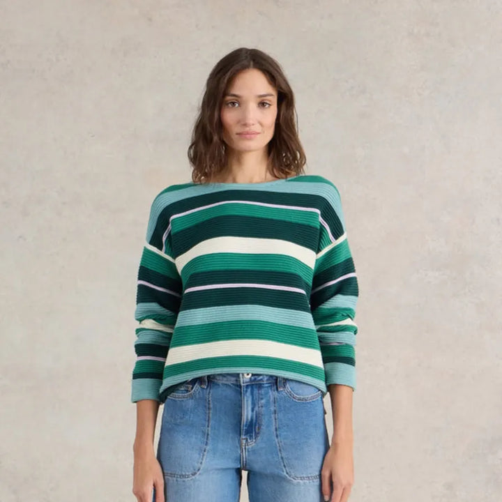GREEN MULTI JANA STRIPE JUMPER