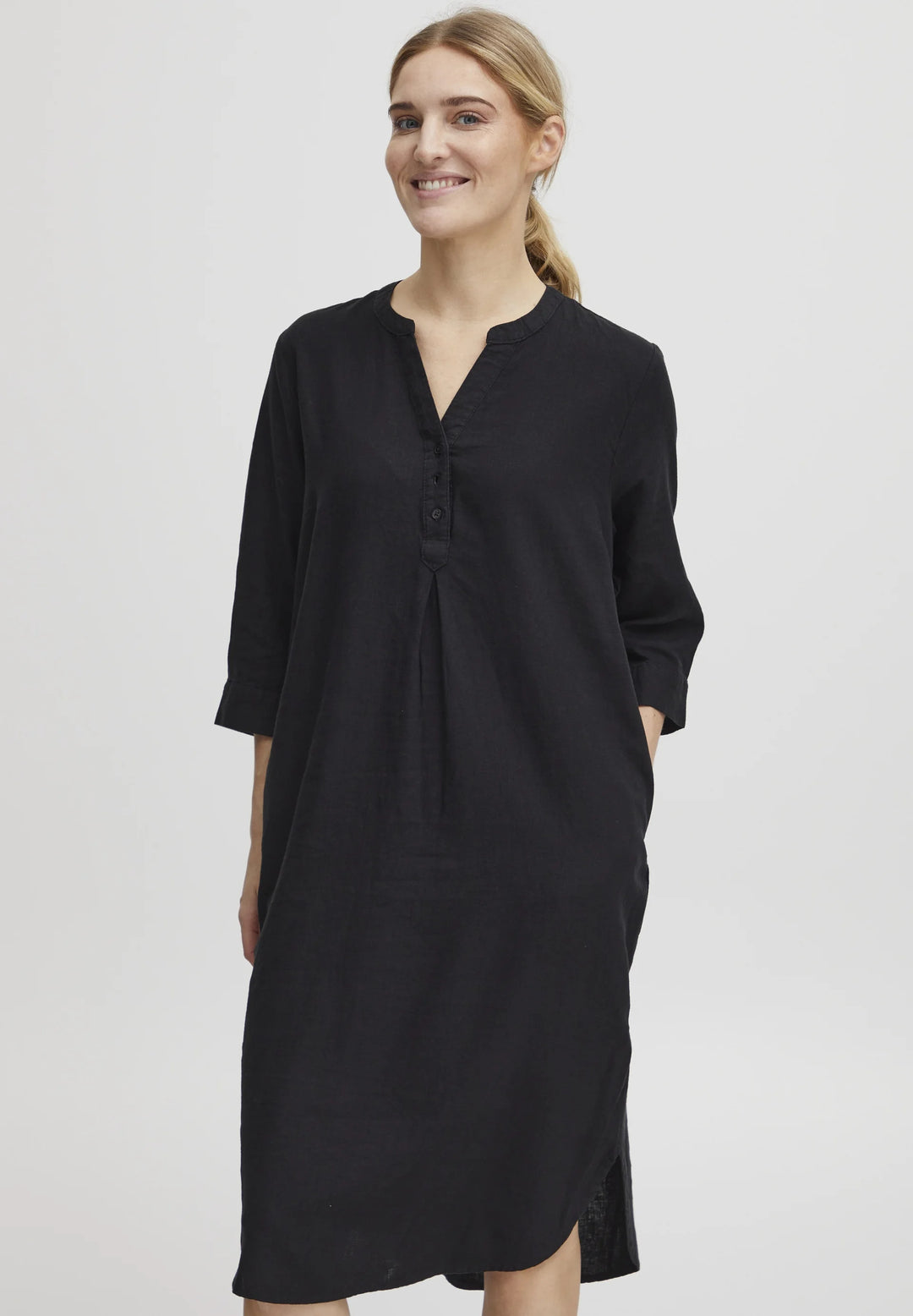 BLACK FALAKKA PLACKET DRESS