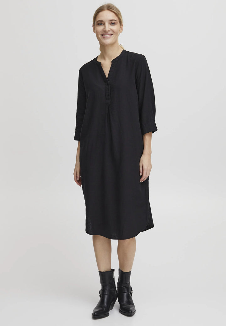 BLACK FALAKKA PLACKET DRESS