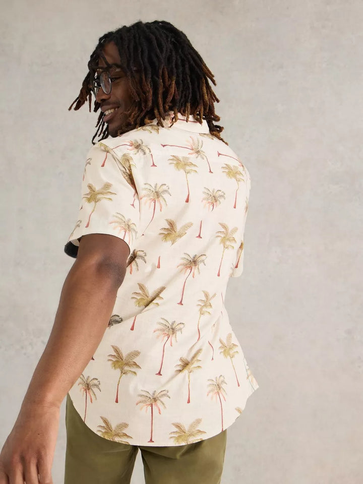 NATURAL PALM TREE PRINTED SHIRT