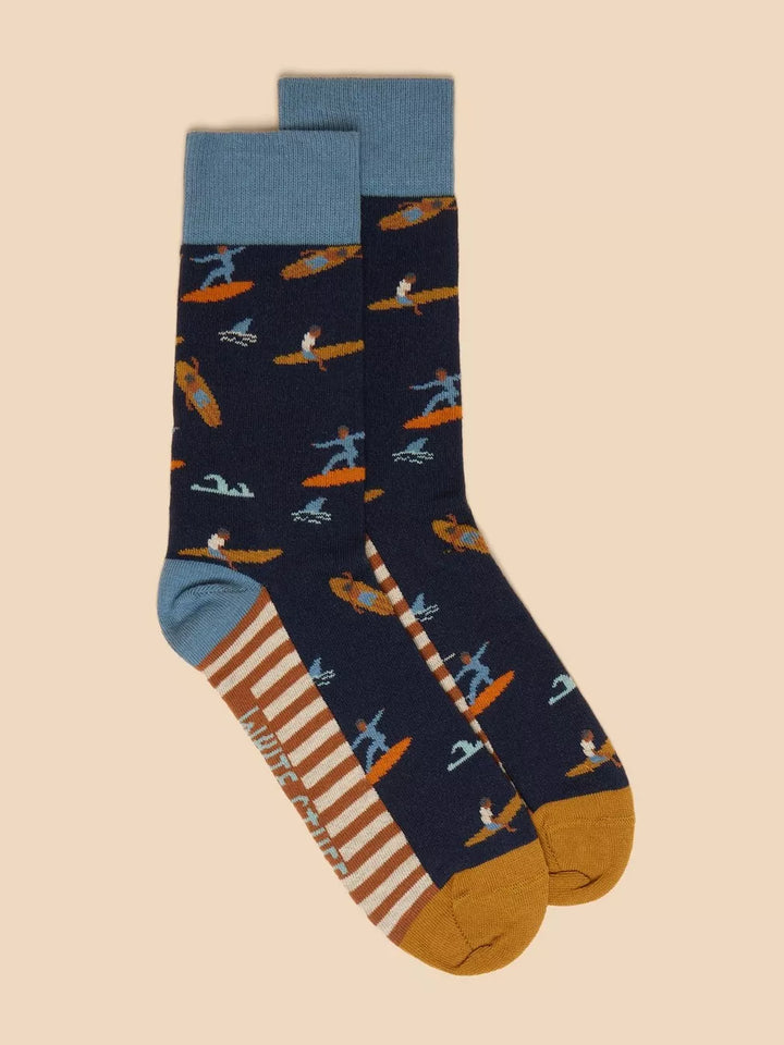 NAVY MULTI SURFER ANKLE SOCK