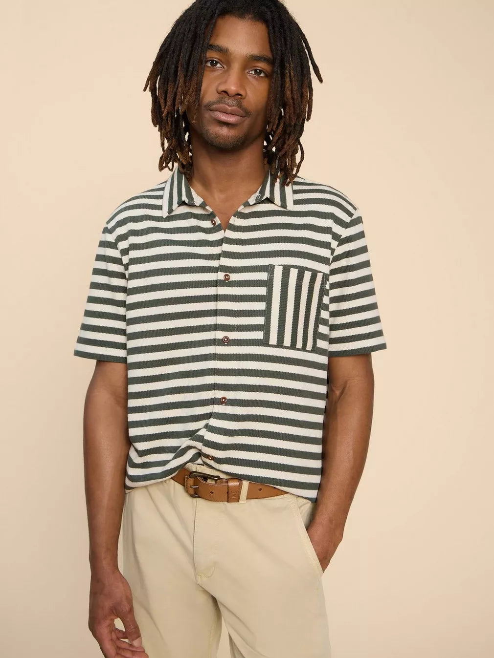 GREEN STRIPED JERSEY SHIRT