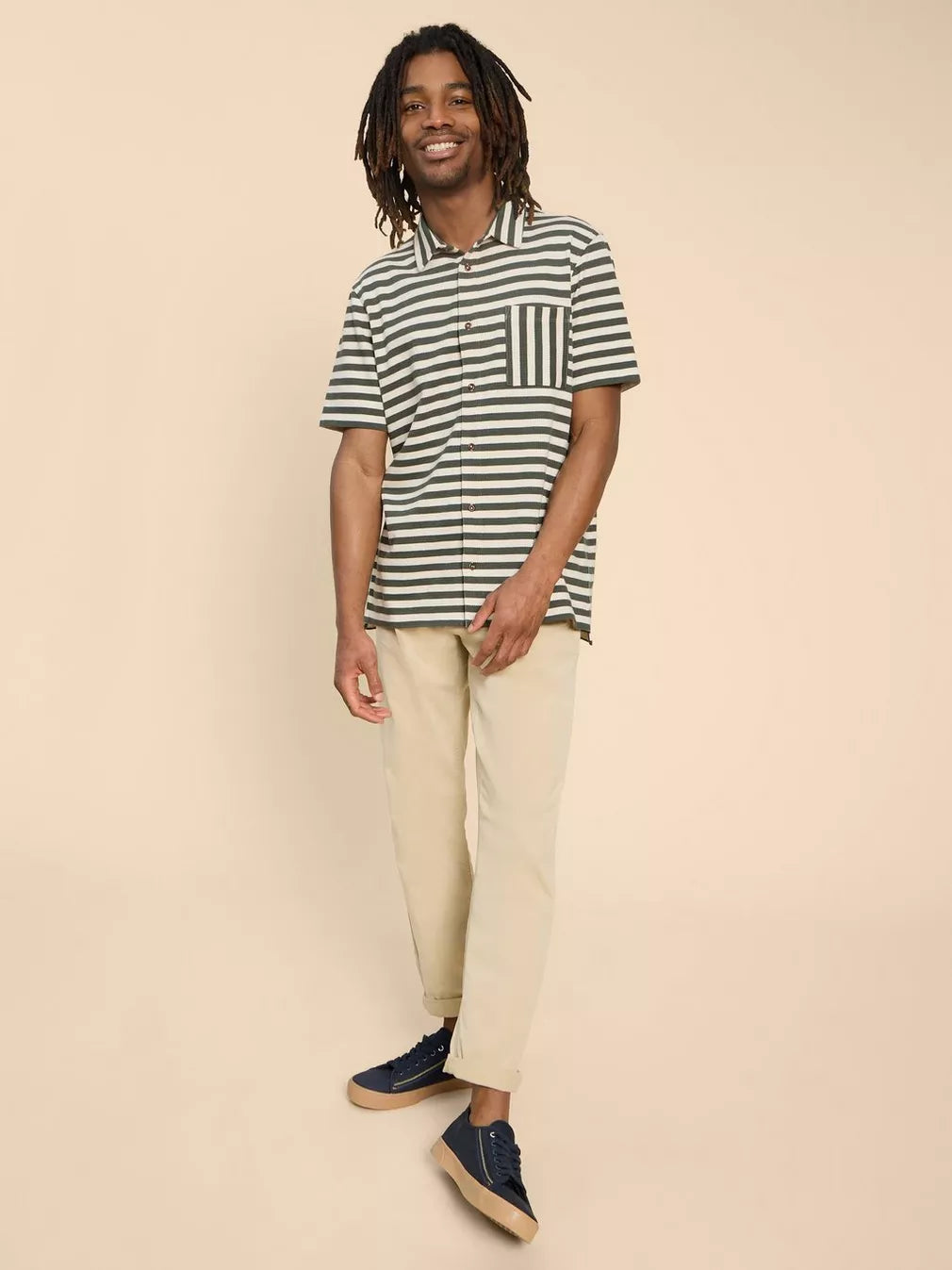 GREEN STRIPED JERSEY SHIRT