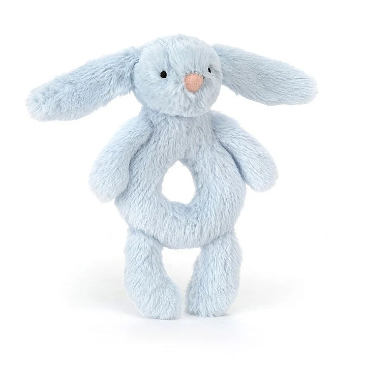 BASHFUL BLUE BUNNY RING RATTLE