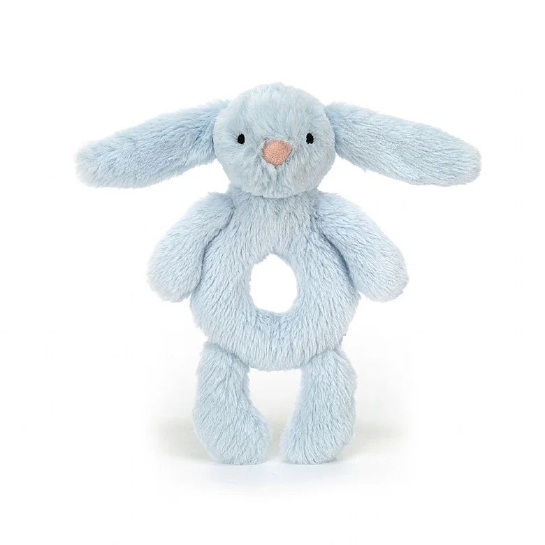 BASHFUL BLUE BUNNY RING RATTLE