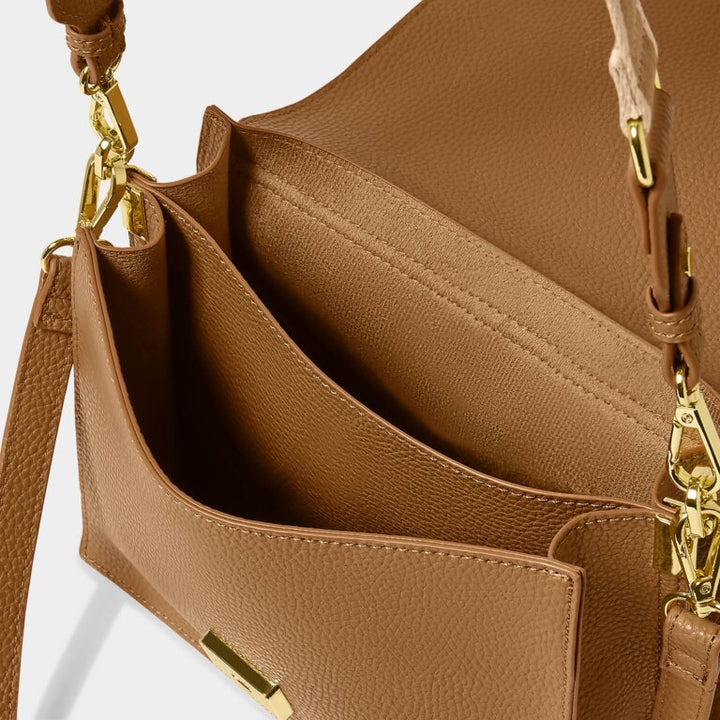 TAN ORLA CANVAS STRAP CROSSBODY BAG