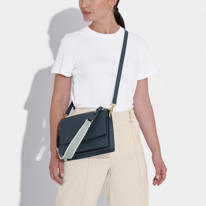 NAVY ORLA CANVAS STRAP CROSSBODY BAG