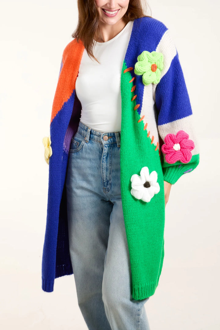 GREEN FLOWER POWER LONG CARDIGAN
