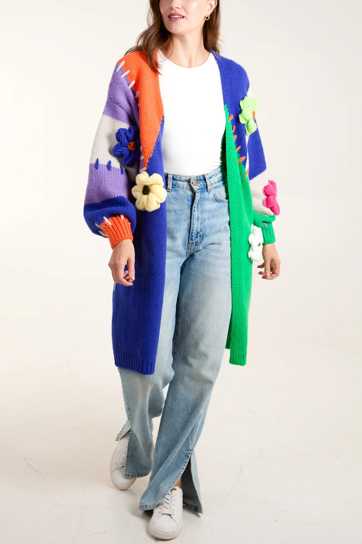 GREEN FLOWER POWER LONG CARDIGAN