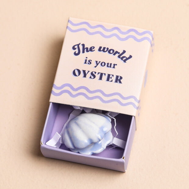 TINY MATCHBOX CERAMIC PEARL OYSTER TOKEN