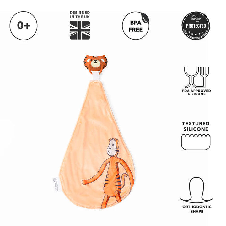 TEETHING SOOTHER & COMFORTER TEDDY TIGER