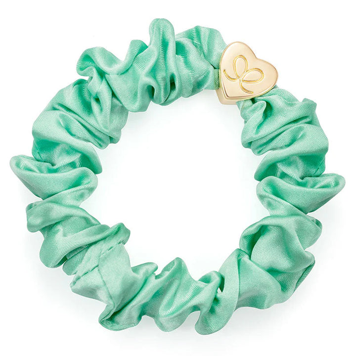 GOLD HEART MINT SILK SCRUNCHIE