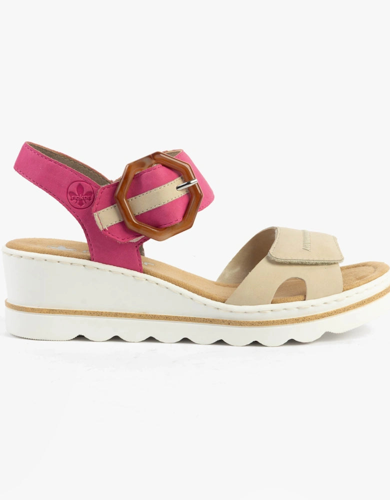 67476-31 LADIES' SANDALS BEIGE COMBINATION SEITL. ANFLECHTER