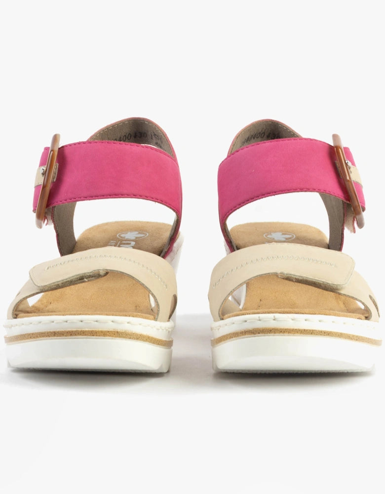 67476-31 LADIES' SANDALS BEIGE COMBINATION SEITL. ANFLECHTER