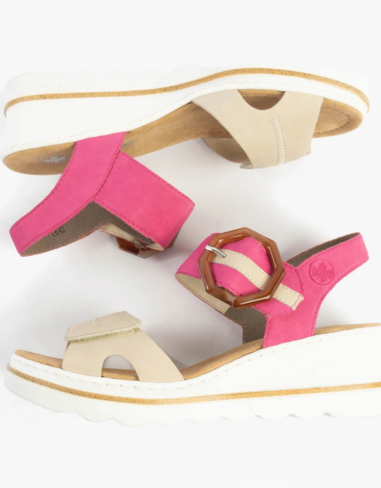 67476-31 LADIES' SANDALS BEIGE COMBINATION SEITL. ANFLECHTER