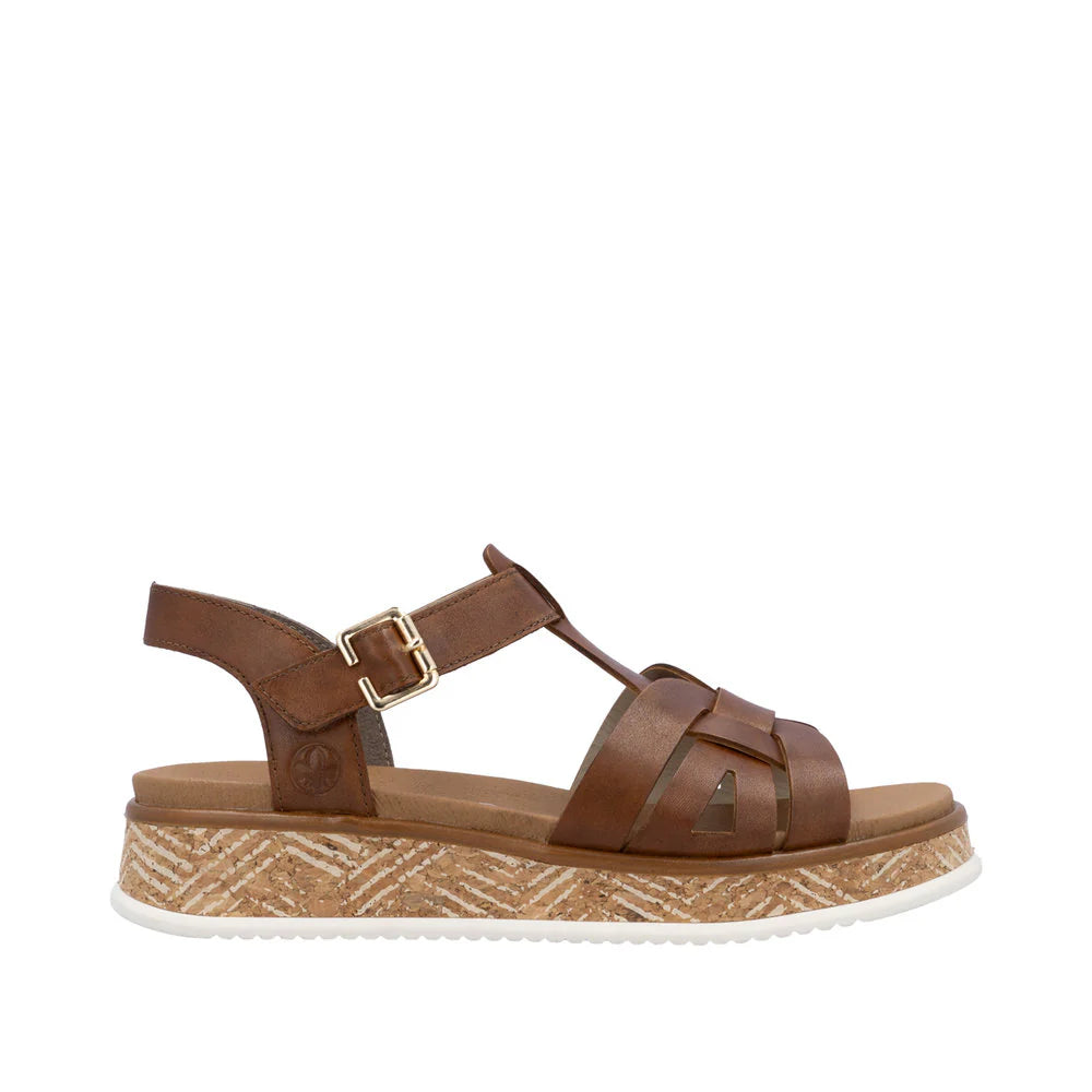 W0853-24 LADIES' SANDALS BROWN ZICK-ZACK-KONSTRUKTION