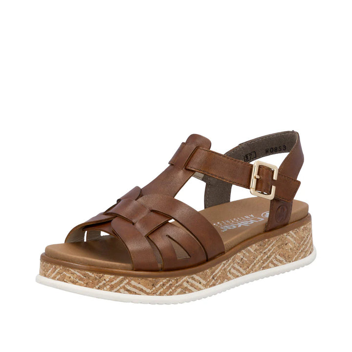 W0853-24 LADIES' SANDALS BROWN ZICK-ZACK-KONSTRUKTION
