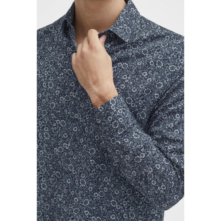 DARK NAVY ANTON LONG SLEEVED FLOWER SHIRT