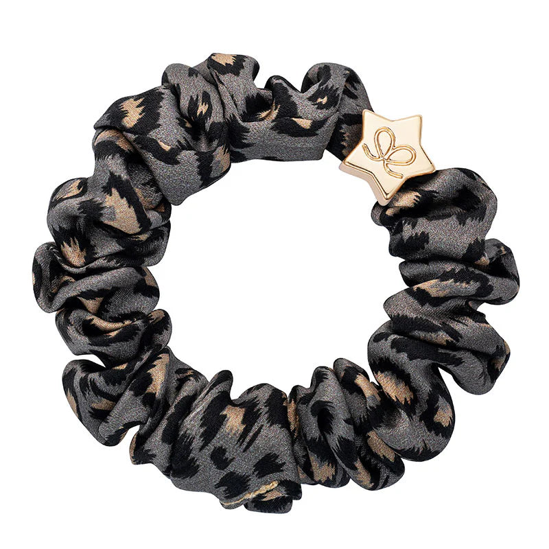 GREY LEOPARD SILK SCRUNCHIE
