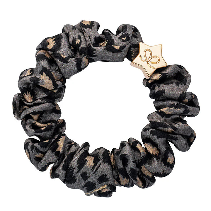 GREY LEOPARD SILK SCRUNCHIE