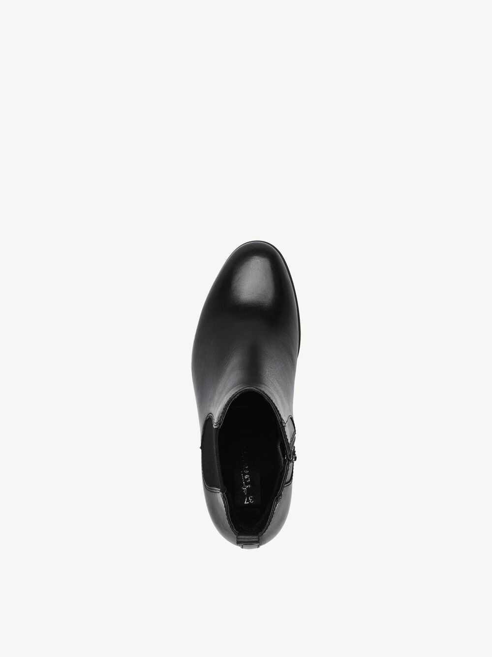 BLACK LEATHER BLOCK HEEL ANKLE BOOT
