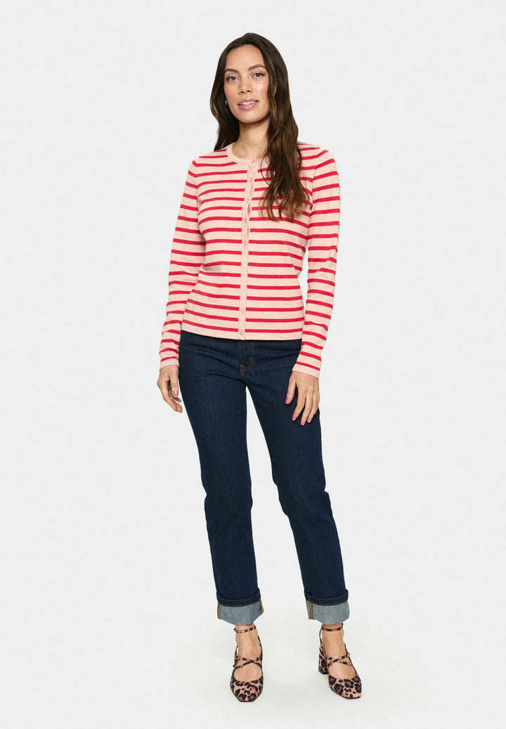 PINK POINCIANA STRIPE MILA CARDIGAN