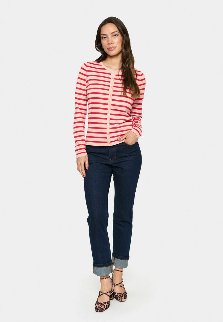 PINK POINCIANA STRIPE MILA CARDIGAN