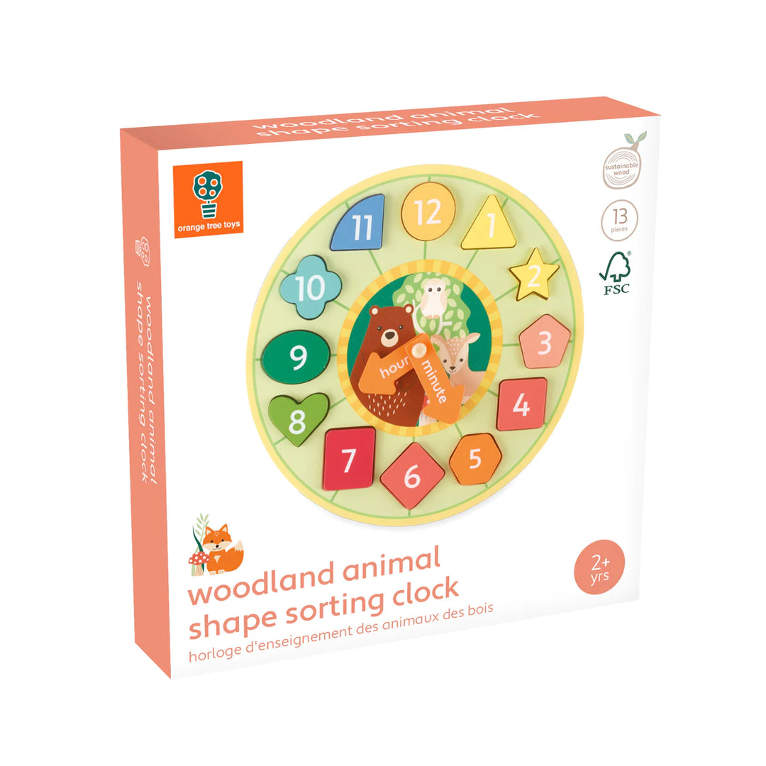 NEW WOODLAND ANIMAL SHAPE SORTING CLOCK (FSC®)