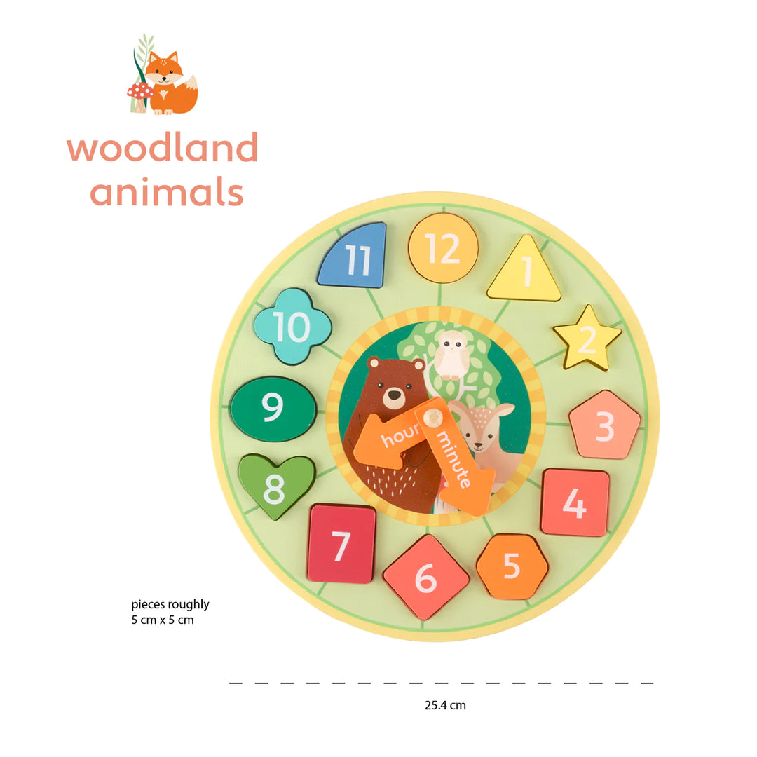 NEW WOODLAND ANIMAL SHAPE SORTING CLOCK (FSC®)