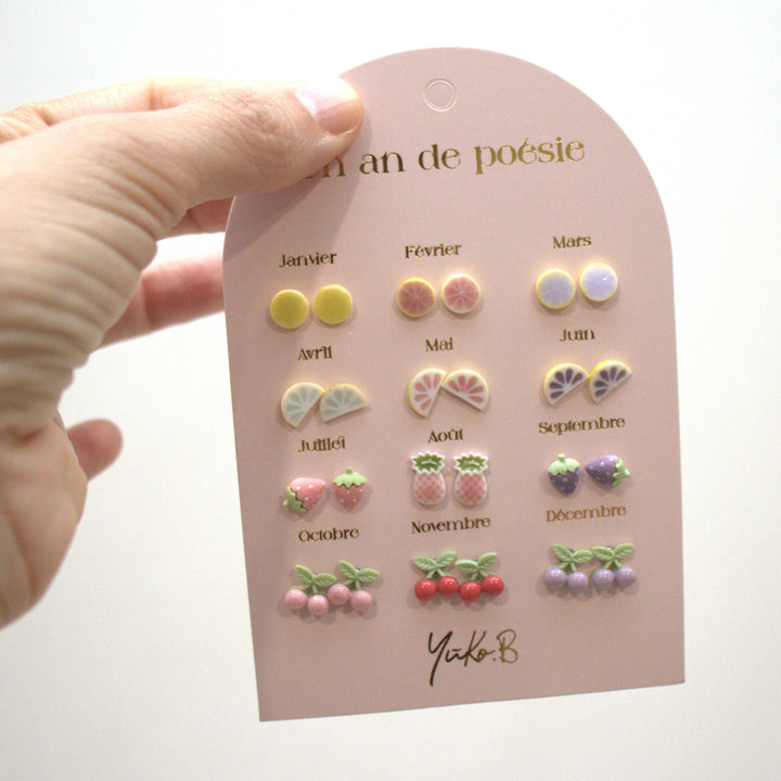 One Year of Fruity Poetry stainless steel earrings