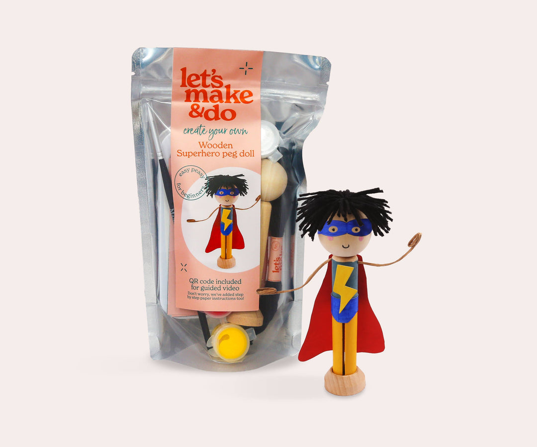 Create Your Own Superhero Wooden Peg Doll Kit