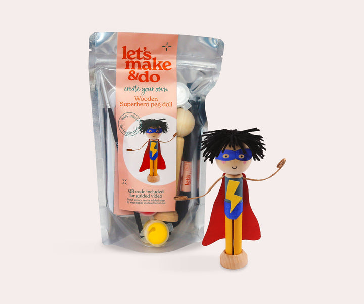 Create Your Own Superhero Wooden Peg Doll Kit