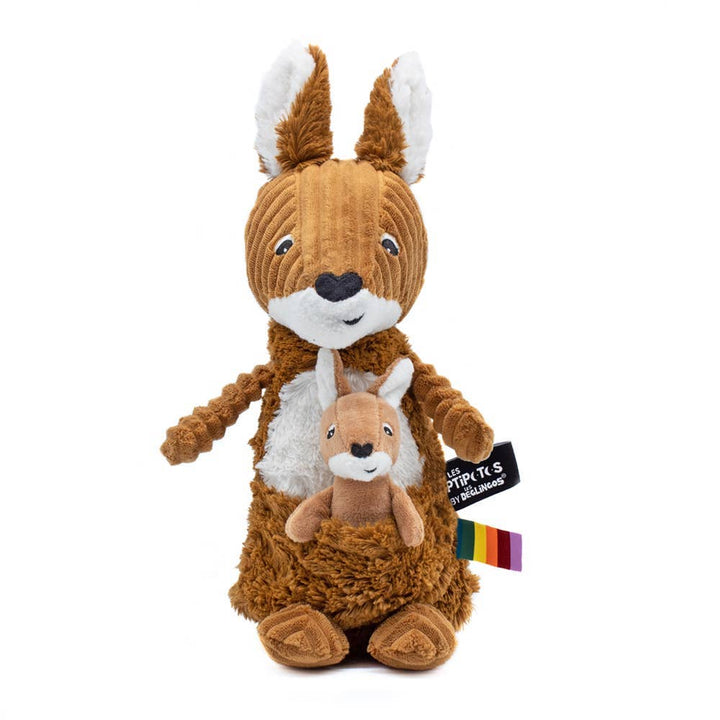 Les Ptipotos Keith The Kangaroo Mum & Baby Brown Sugar