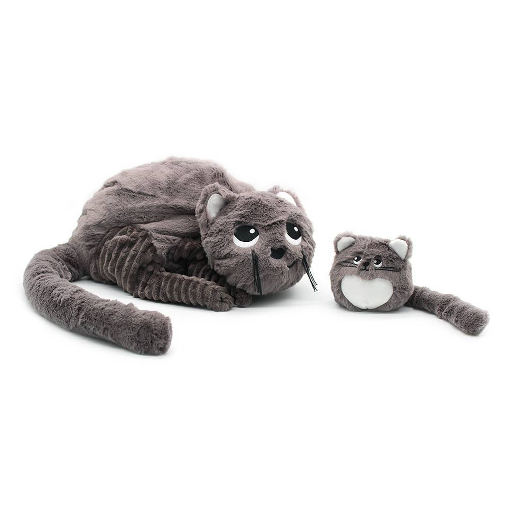 Les Ptipotos Charlie The Cat Mum & Baby Brown Grey