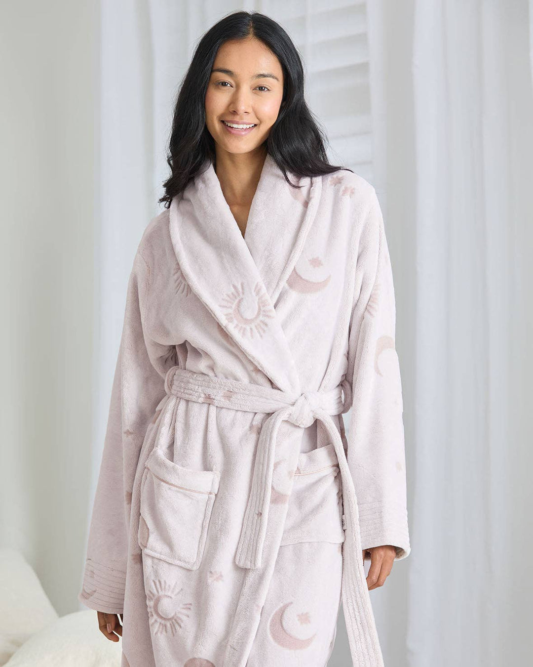 Fleece Burnout Cosmic Constellations Dressing Gown: UK 14