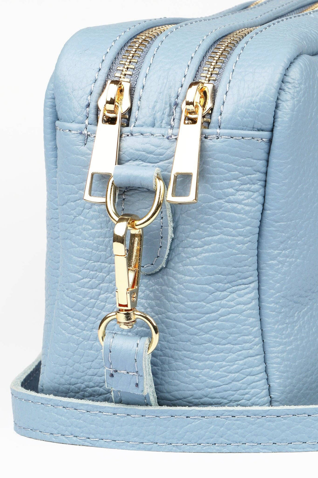 Naomi Italian Leather Crossbody Bag - Azure Blue, Pebbled: One-size