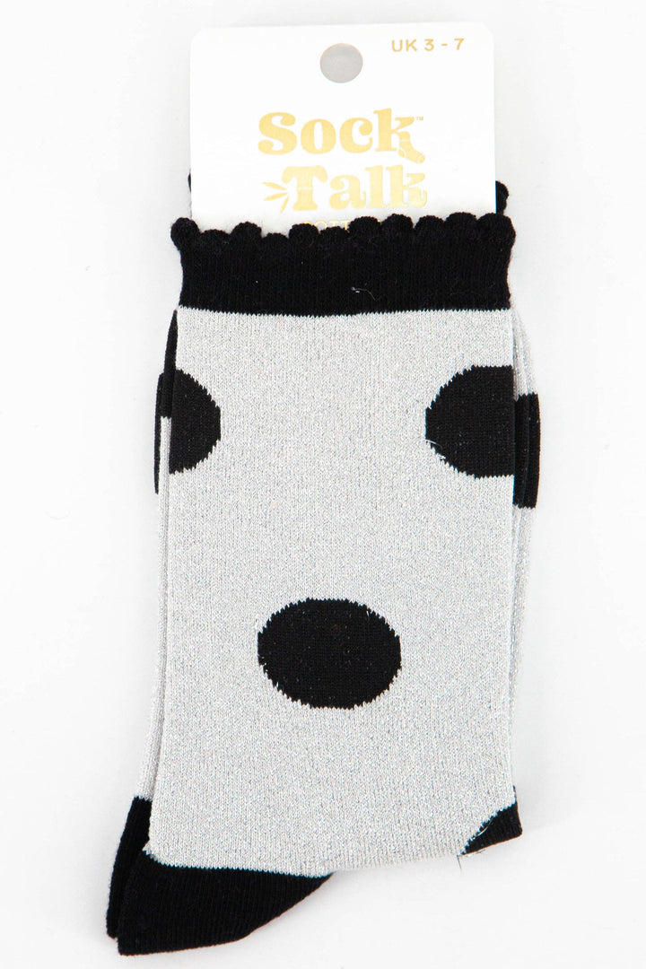 Women's Cotton Glitter Socks Large Polka Dot Spots: UK 3-7 | EU 36-40
