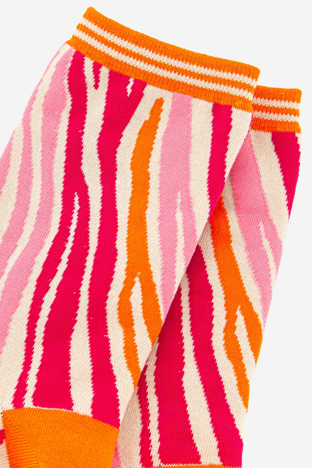 Women's Zebra Print Bamboo Socks in Orange Pink: UK 3-7 | EU 36-40