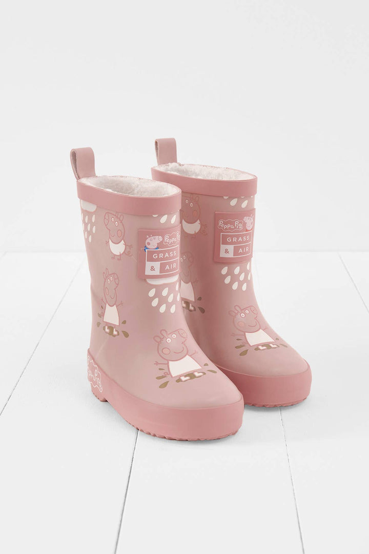 Peppa Pig Pink Colour-Changing Kids Wellies, Teddy Fleece: UK9
