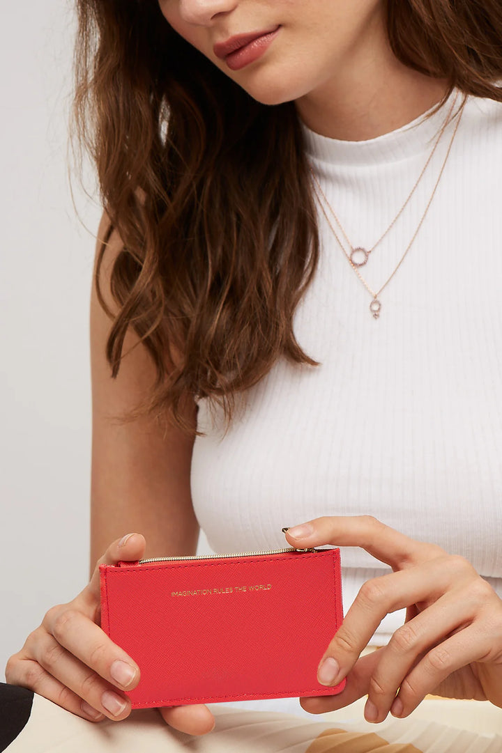CARD PURSE - CORAL SAFFIANO