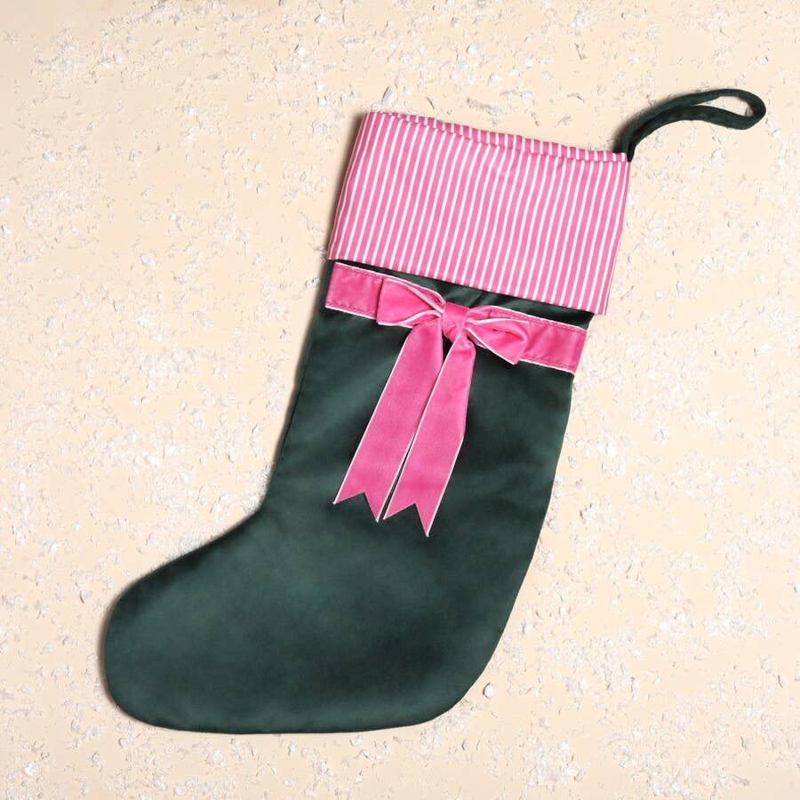 Velvet Bow Stockings: Green