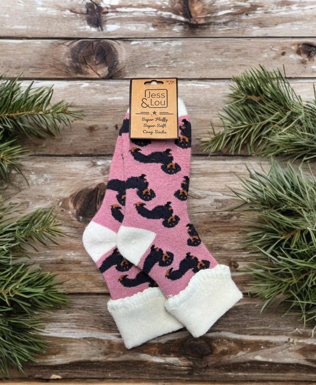 DACHSHUNDS PINK COSY CUFF SOCKS