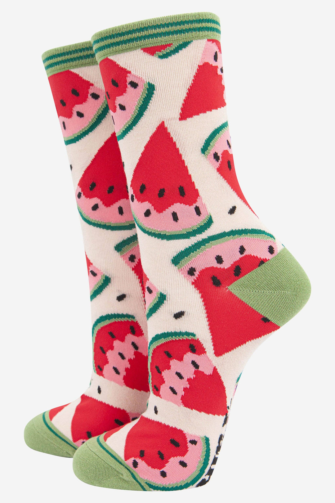 Women's Watermelon Slices Fruit Bamboo Socks: UK 3-7 | EU 36-40