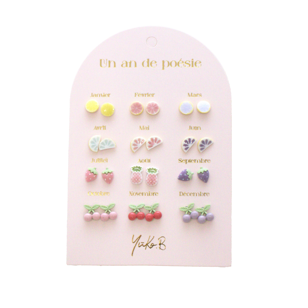One Year of Fruity Poetry stainless steel earrings