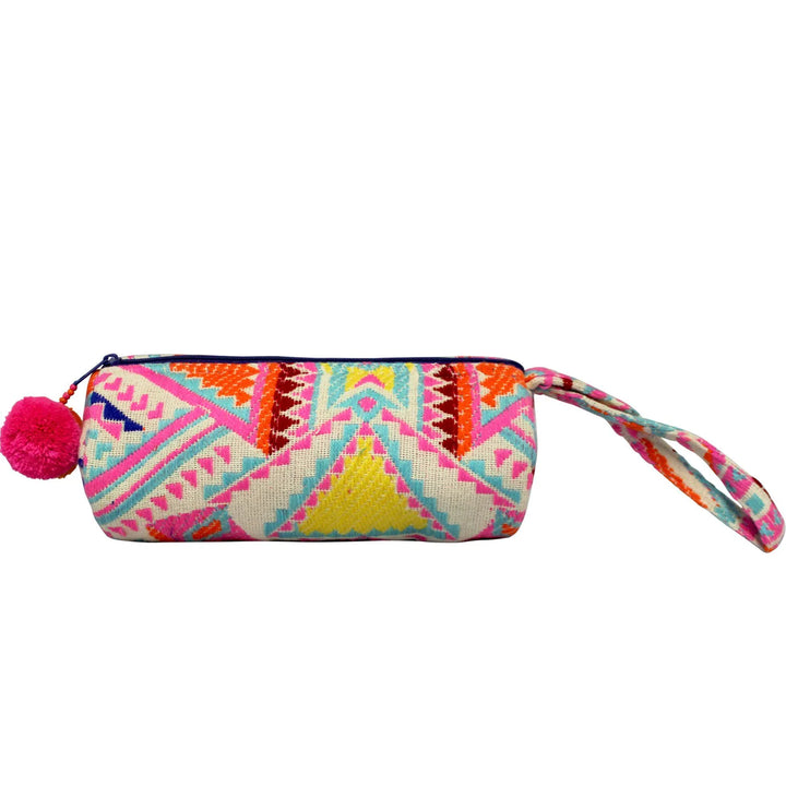 PINK EMBELLISHED TUBE MAKE UP BAG
